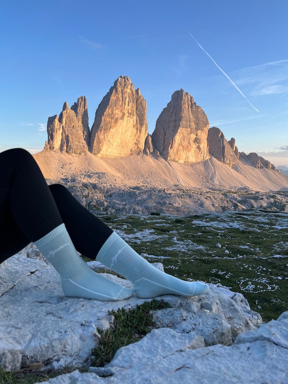 Berge im Herzen - Socken grün-blau Damen