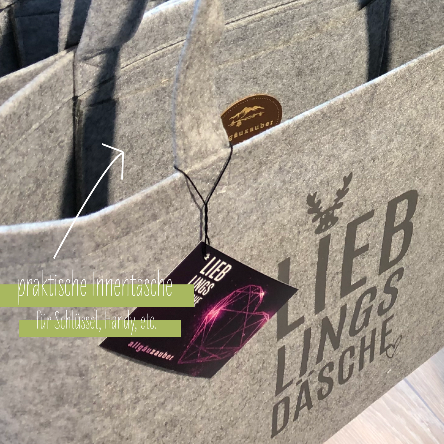 Lieblingsdäsche - Filztasche mit Print und Innentasche