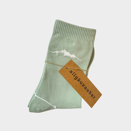 Berge im Herzen - Socken grün-blau Damen
